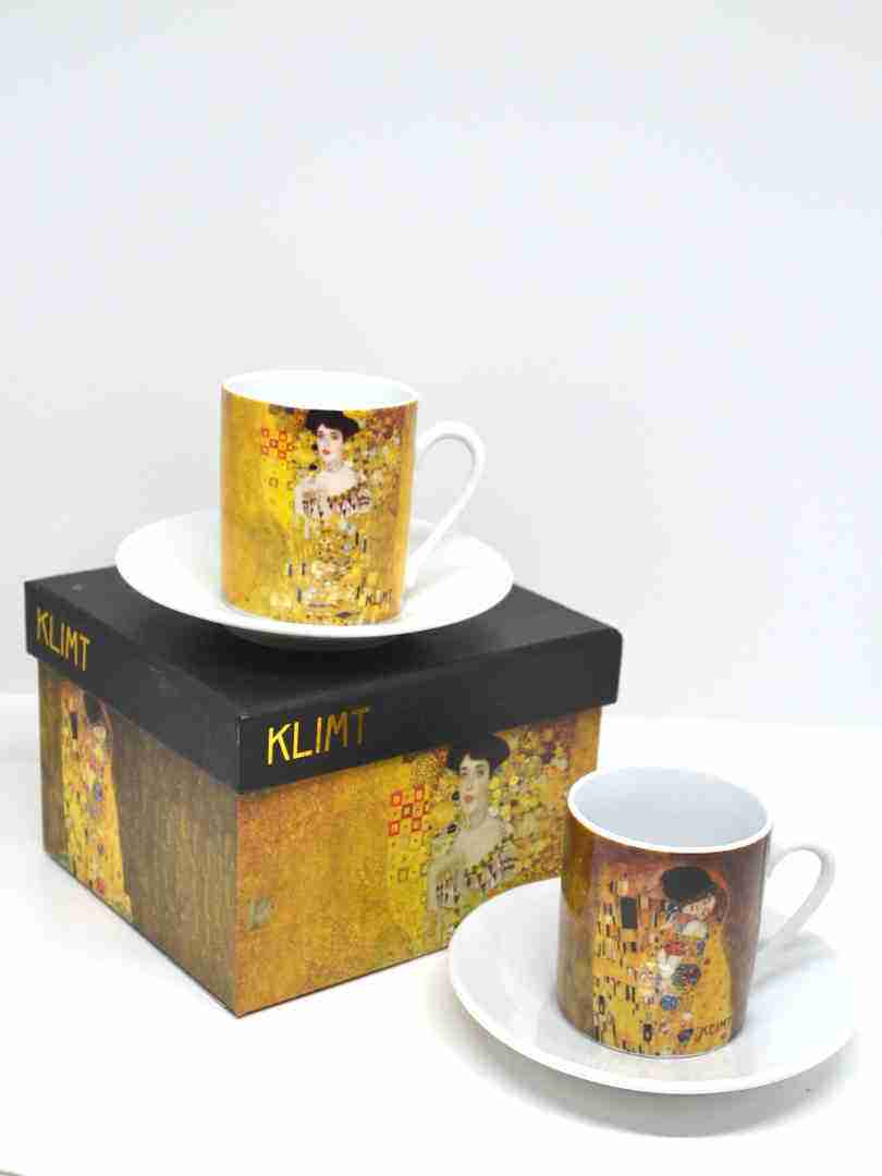 Gustav Klimt Tazzine da caffè con 2 tazze colore: Beige 2 cucchiai 2 cucchiai 
