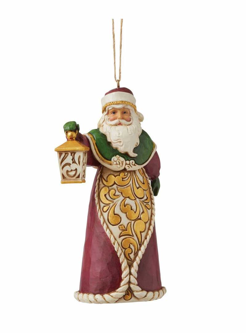 Santa with lantern ornament